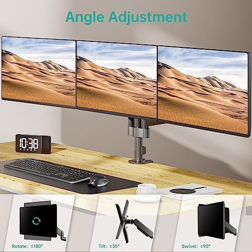 WALI Triple Monitor Mount, 3 Monitor Stand Desk Mount with Premium Gas