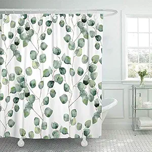 Inshere Decorative Shower Curtain Waterproof Polyester Fabric 72 x 72, Funny Bathroom Decor Curtain Hotel Quality, 12 Rustproof Holes with Hooks, Machine Washable Leisure Leaves