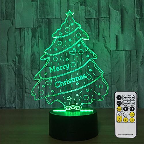 Night Lights for Kids with Remote Controller LED Touch 7 Colors Changing Desk Lamp Optical Illusion Light Christmas Decorations Acrylic Lamp for Room Decorative Kids Lamp Christmas Tree Lights