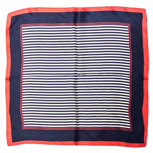 Wrapables 100% Silk Neckerchief Square Scarf, Sailor Stripes Navy