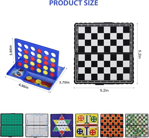8-in-1 Mini Magnetic Chess Game Set with Portable Folding Magnet Board Pocket Games, Family Trips Camping Activities Party Games for Kids and Adults