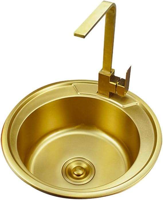 Bathtub Single Bowl Kitchen Sinks Golden Bar Counter Round Sinks 304