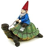 Private Label Large Garden Gnome Riding Turtle Statue Patio Pool