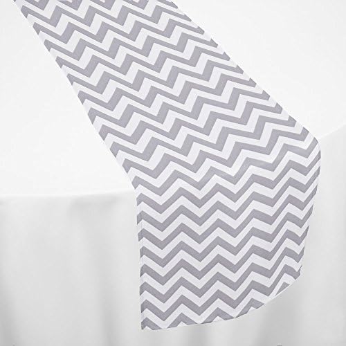 ZIG ZAG - CHEVRON Table Runner, Napkins &amp; Sash for Wedding, Banquet By Runner Linens Factory (Runner 14x108, Grey)