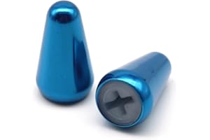 YiJunHui 2-Pack Chrome 5-Way Switch Tip & Knob Cap Set for Fender Strat/Telecaster | Durable Metal Replacement Parts with Polished Finish (Blue)