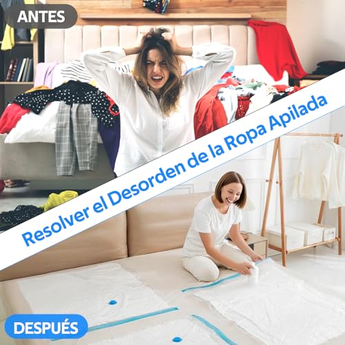 16 Piezas Bolsas de Almacenamiento de Vacío con Bomba Eléctrica y Manual, 80% de Bolsas de Compresión para Ahorrar Espacio, Compresión rápida en 30s, Bolsas al Vacío para Ropa, Edredones y Viaje