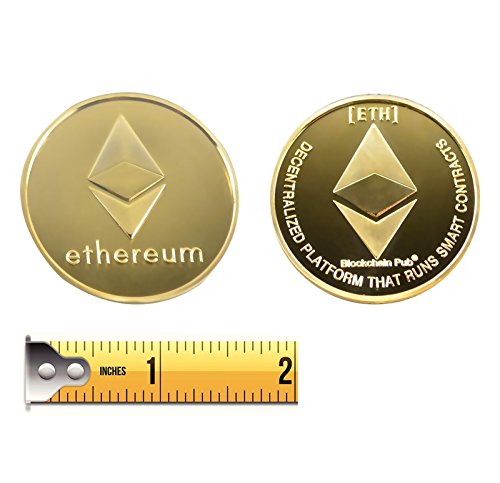 Golden Plated Ethereum Coin-ETH Physical Metal Guritta Token ICO Digital Blockchain Crypto Currency You Hold For Commemorative Collection In Plastic Holder Case|Great Funny Gift For Boy/Girl/Woman/Man