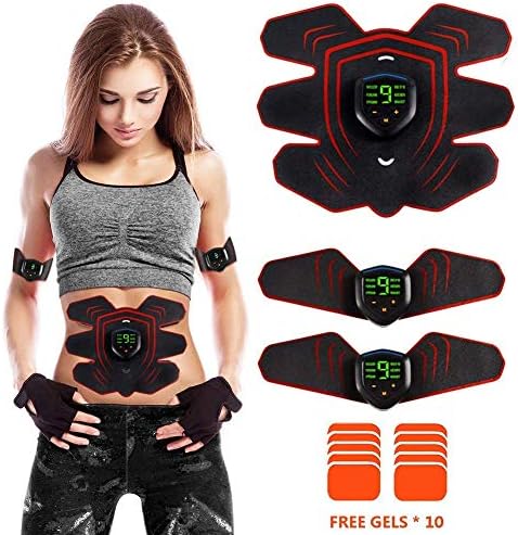 AILIDA EMS Trainer, ABS Abdominal Muscle Toner Belt with LCD Display and USB Rechargeable, 6 Modes & 10 Levels Portable Fitness Equipment for Men and Women