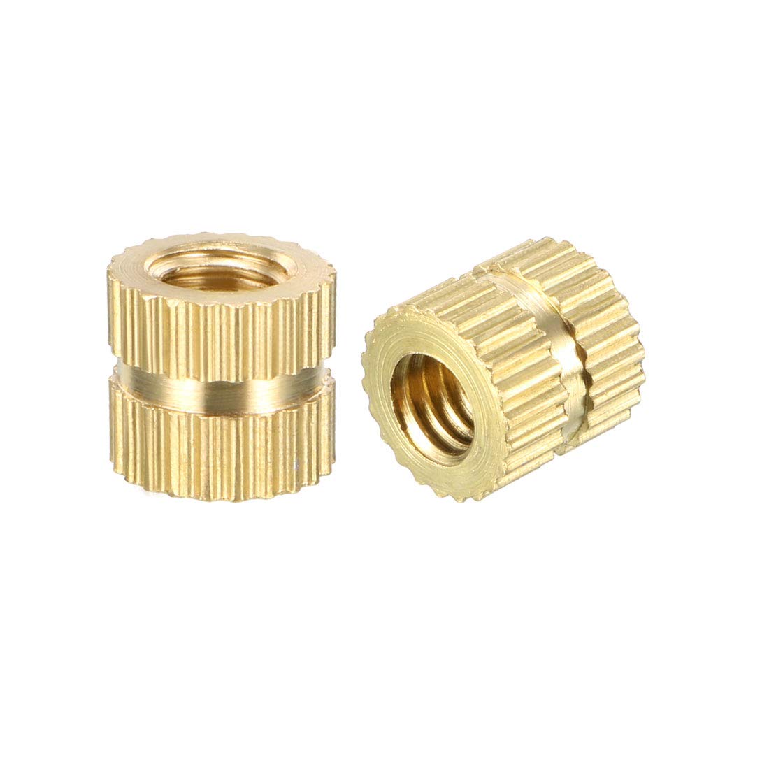 sourcing map Knurled Insert Nuts - 50Pcs M4 x 6mm Length x 6.4mm OD Female Thread Brass Threaded Insert Embedment Nut for 3D Printer