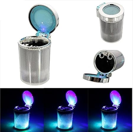 Car LED Cigarette Ashtray Holder Blue Portable Smokeless Cup Holder LED Blue Light & Multicolour Lighting For Tata Indigo CS