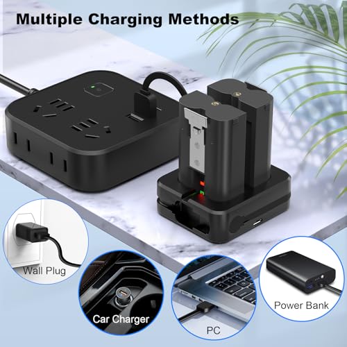 Replacement Rechargeable Battery for Ring, 2 Pack Lithium 6040mAh Batteries with Charger Station for Ring Video Doorbell 2/3/4/3plus, Spotlight Camera, Stick Up Cam Indooor and Outdoor