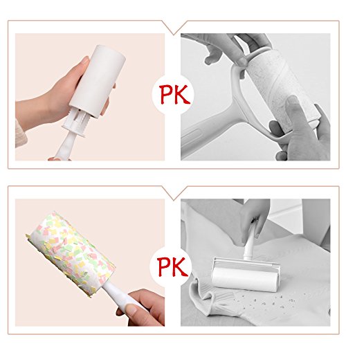 Lint Roller,Long Handle Drum Type Strong Sticky Lint Remover Roller with 8 Refills Total 540 Sheets for Pet Hair,Dust,Clothes and Car seats Removal(White) - Thumbnail 3