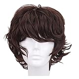 Alibuy 13 Inch Dark Brown Short Curly Anime Cosplay