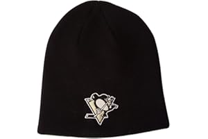47 Pittsburgh Penguins Black Skull Cap - NHL Cuffless Knit Toque Beanie Hat