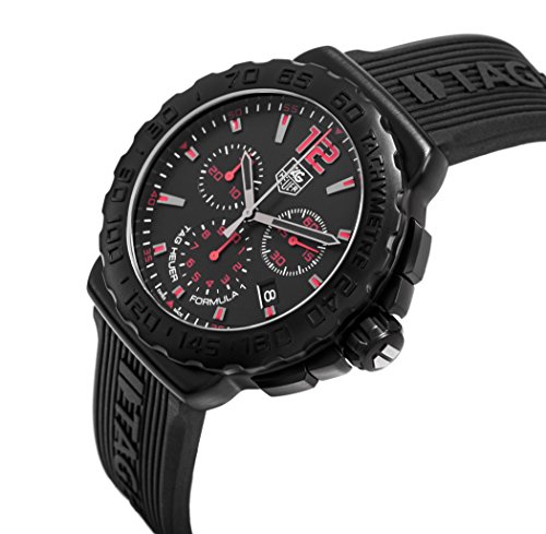 Tag Heuer Formula Chronograph Black Dial Black Rubber Mens Watch