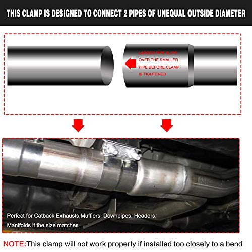 Exhaust Clamps Muffler Repair Parts - 2.5" Lap Joint Band Clamp, Great for Exhaust Tips, Exhaust Pipe, Exhaust Resonator, Exhaust Manifold, Exhaust Flex Pipe, Catalytic Converter Repair Project - Thumbnail 3