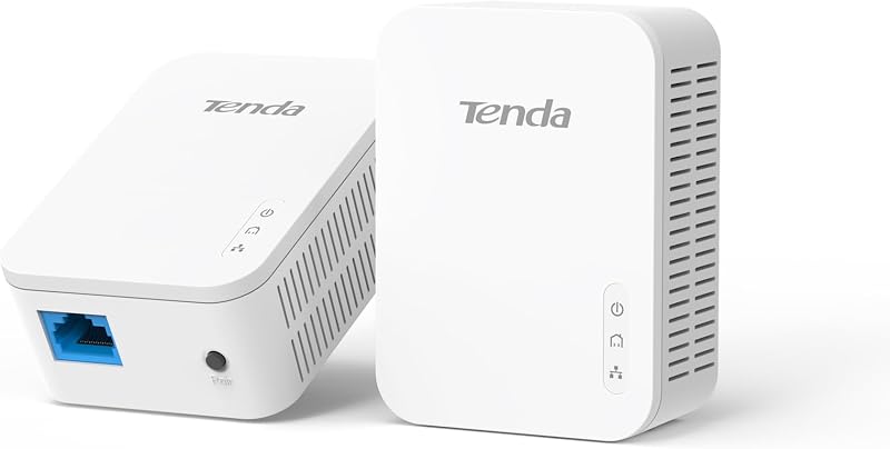 Tenda PH3 AV1000 Powerline Adapter Kit 1000Mbps HomePlug AV2 UK Plug 2 Pack