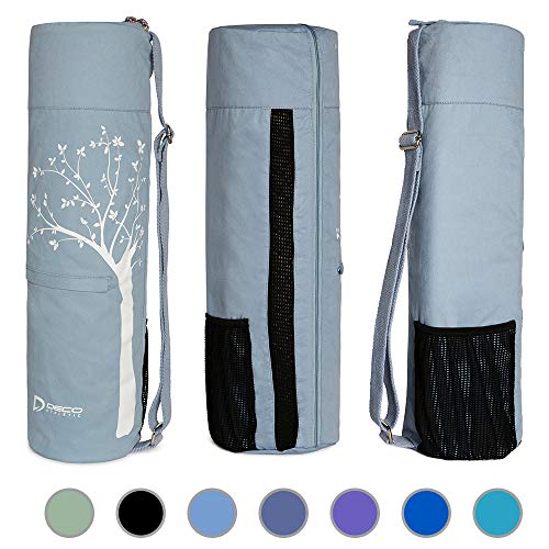 Deco Athletic Yoga Mat Bag Full Zip, Fits Up to 25in Mat, 2 Large Zip Pockets, Large Mesh Pocket- Room for Towel, Wallet, Keys, Water Bottle