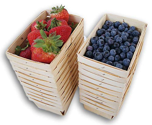 Jumping Daisy Pint Rectangular Vented Wooden Berry Baskets - Set of 20