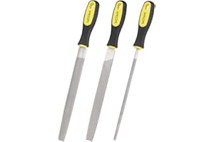 WOTAHI Metal File Set - 3PCS T12 Carbon Steel Files with 8-Inch Double-Sided Teeth in Round, Half-round, and Flat Shapes for Professionals and DIY Woodworking/Metalworking WTH004