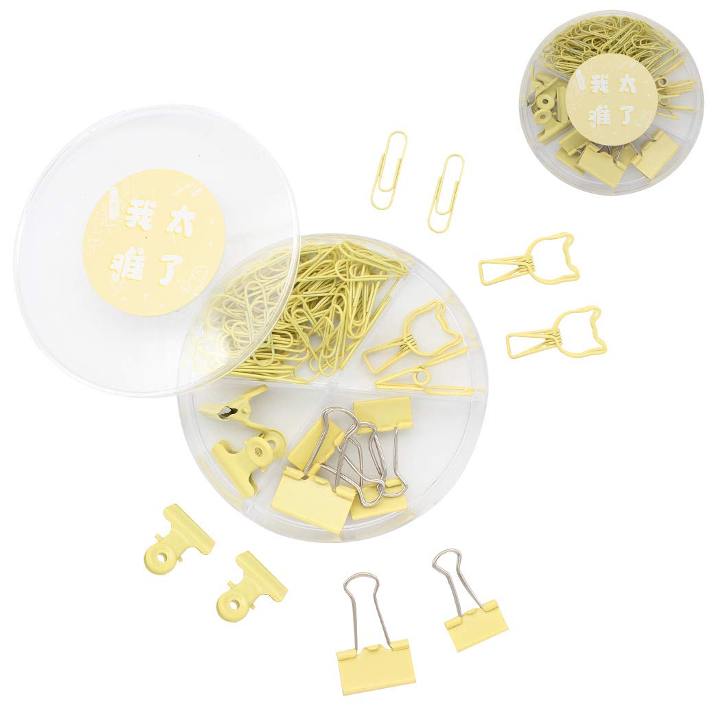 SIPLIV Assorted Binder Clips (84PCS) - Binder Clips Paper Clips Bulldog Clips Sets with Box for for Office School Home Desk Supplies - Yellow — image 1