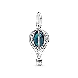polengju Blue Hot Air Balloon Travel Dangle Charm