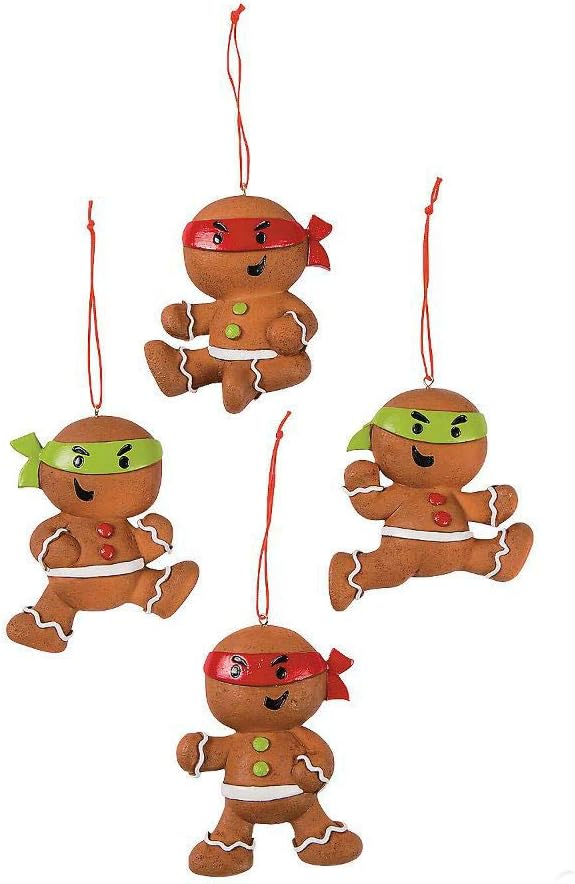 12pc Ninja Gingerbread Man Ornaments