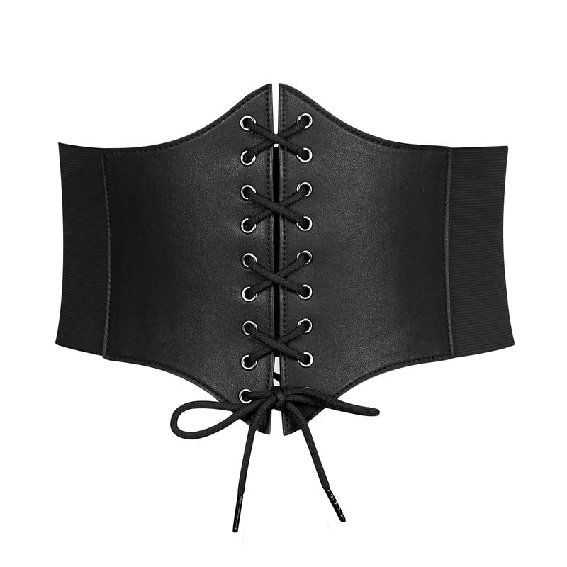 WERFORU Women's Elastic Corset Belt Retro Wide Stretchy Tied Waspie Lace up Waist Belt โ image 1