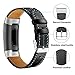 SHANGPULE Compatible for Fitbit Charge 4 / Fitbit Charge 3 / Fitbit Charge 3 SE bands, Genuine Leather Band Replacement Accessories Straps Women Men Small Large (Black)