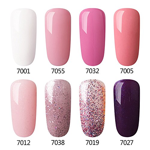 AZUREBEAUTY Gel Nail Polish Set Pink Purple Glitter