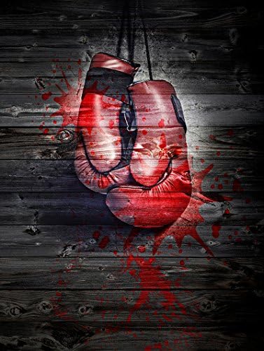TSlook Home Decorations Wall Art poster Print Canvas Prints Artwork Pictures Red Boxing Gloves Brown Wood Grain 24"x 36"