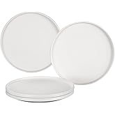GZG Ceramic Dinner Plates Set of 4,10 Inch Stoneware plate Set,Microwave and Dishwasher Safe Kitchen Utensils,Stackable,Scratch Resistant (Ivory White)