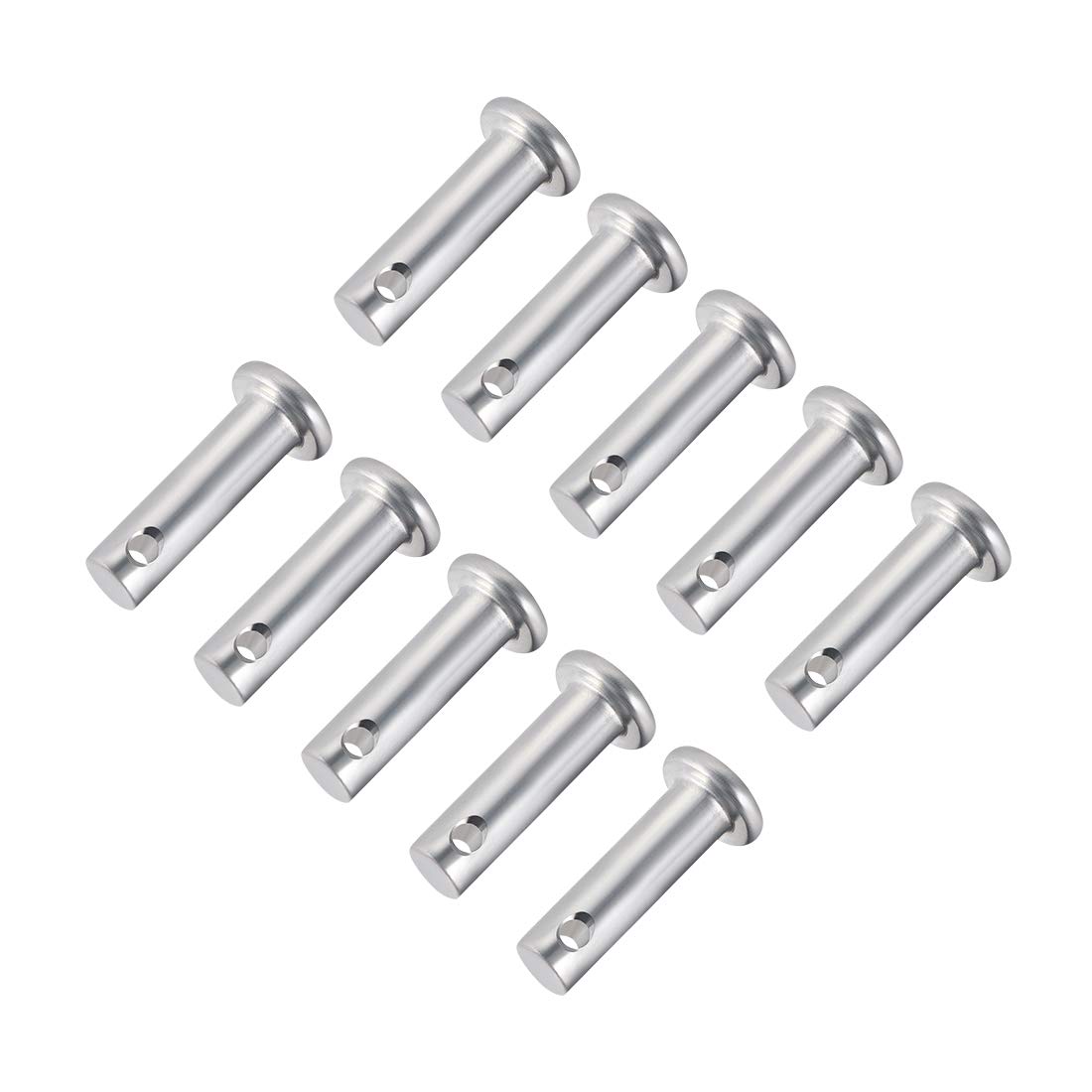 sourcing map Single Hole Clevis Pins,6mm x 20mm Flat Head Zinc-Plating Steel 10 Pcs