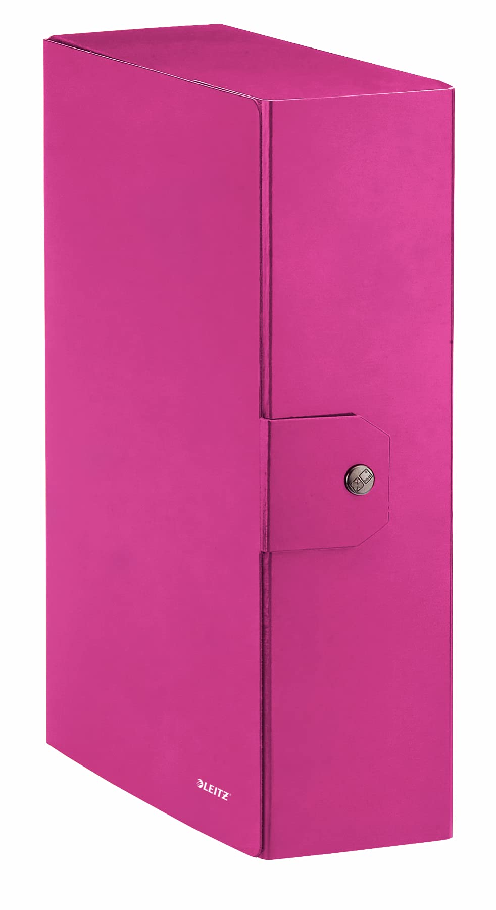 Leitz Press Stud Closure Box File,Plastic-Coated, 25 x 35 cm Dorso 10 cm Fucsia metallizzato