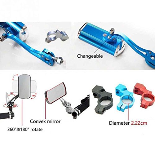 Egal 1 Pair Bicycle Rearview Mirror Aluminum Alloy Mountain Bike Motorcycle Rotate Reflective Handlebar Rear View Mirror white - Thumbnail 3
