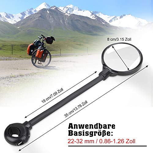 Zacro Fietsspiegel + fietsbel, 360 graden verstelbare fietsspiegel, achteruitkijkspiegel voor mountainbikes, racefietsen… - Image 5