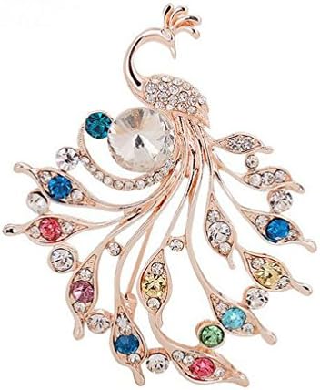 Charm Colorful Crystal Peacock Animal Brooch Pins Womens Pashmina Scarf Clip (colorful)