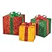PRODUCTWORKS Candy Cane Lane 3-Piece Pre-Lit Gift Boxes with 70 Lights Seasonal Outdoor Décor