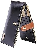 Borgasets RFID Blocking Women's Genuine Leather Wallet Credit Card Holder Zipper Purse