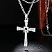 Naivo Cross Necklace 18K White Gold Plated Made with Austrian Crystal Toretto's Cross Chain Necklace Fast and Furious Inspired Religious Cross