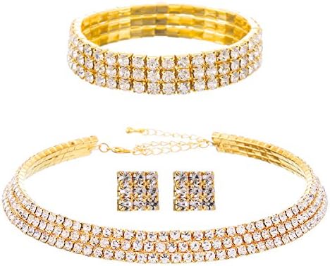 Fancy Love Crystal Rhinestone Bridal Necklace Earrings Jewelry Sets