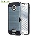 Moto Z Droid Case, AnoKe [Credit Card Slots Holder][Wallet] Silicone Rubber Hybrid Armor Shockproof Protective Holster Cover Case For Motorola Moto Z / Moto Z Droid Edition - KLS Metal Slate