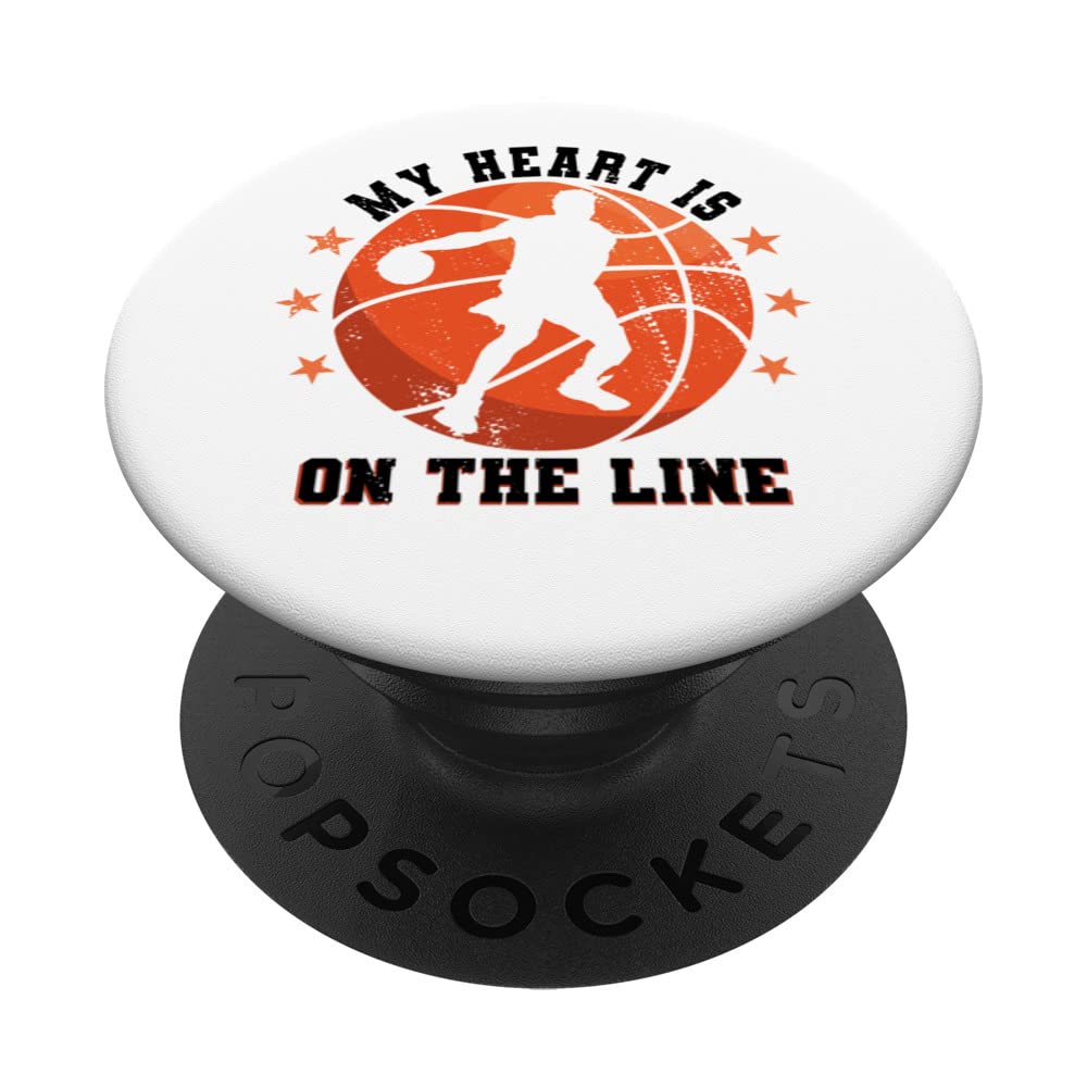 My Heart is on the Line Basketball Mom PopSockets Swappable PopGrip