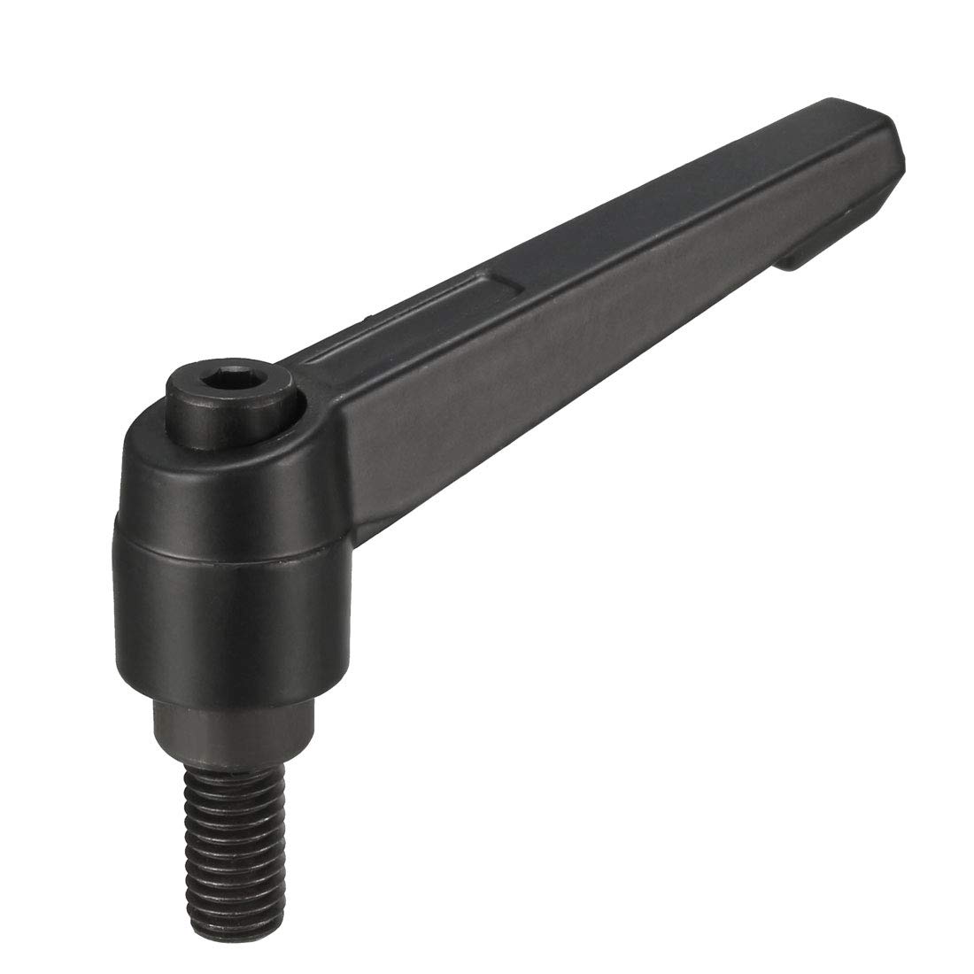 sourcing map M8 x 16mm Handle Adjustable Clamping Lever Thread Push Button Ratchet Male Threaded Stud Knobs Rotating Screw Handles Bolts with Locking Lever Black