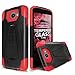 For LG Optimus Zone 3/LG Spree/LG Rebel VS425/LG K4 L44VL Case With TJS Tempered Glass Screen Protector Included, Dual Layer Shockproof Hybrid Armor Drop Protection Built-in Kickstand (Red/Black)