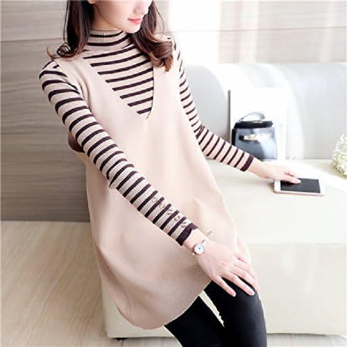 Amazon Yukinko ゆきんこ 長袖 ドッキング チュニック レディース 重ね着 風 ワンピース ボーダー ストライプ ハイネック バイカラー 春 秋 冬 L ブラック ワンピース チュニック 通販