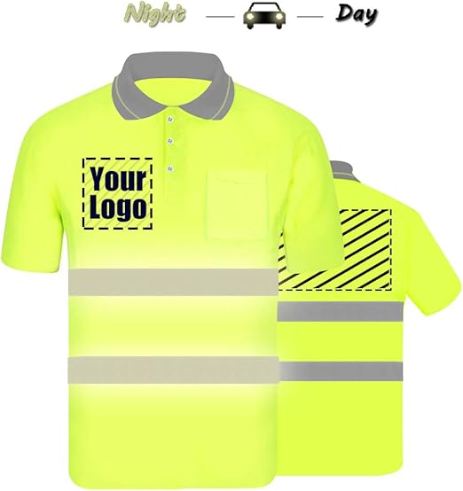 High Visibility Reflective Safety Polo Shirts Custom Your Logo Hi