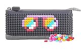 Upixel Pencil Case – DIY Pixel Art – Felt School Supplies Makeup Bag – Charcoal Gray