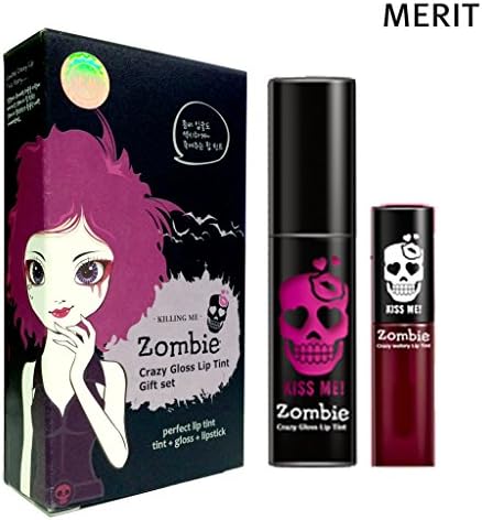 [MERIT] Killing Me Zombie Crazy Lip Tint Gift Set (Gloss Lip Tint + Watery Lip Tint) (3. Puchsia Pink)