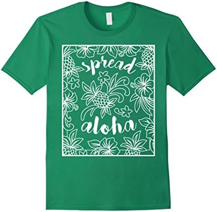Mens Spread Aloha: Floral Pineapple with Hibiscus Tropical Tee Large Kelly Green
